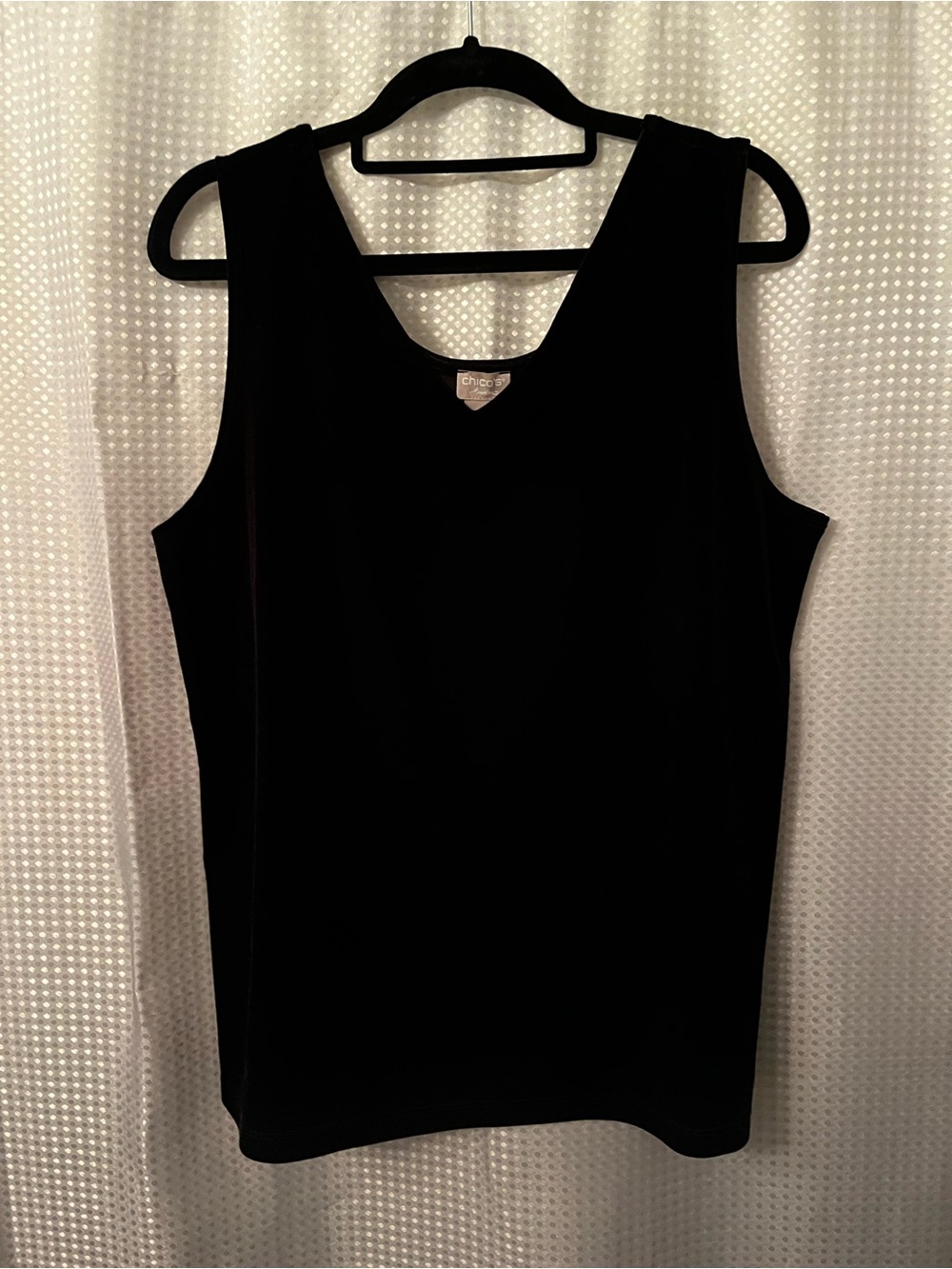 Chico's Black Velvet V-Neck Tank Top
